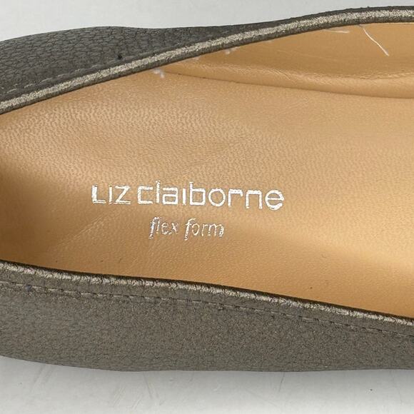 Liz Claiborne Shoes Womens 9.5 Gold Metallic Iris Ballet Flats Slip On Comfort - Picture 6 of 9
